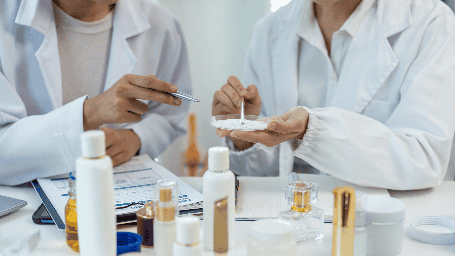 Formulator reviewing a preservative-free claim against EU Annex V requirements