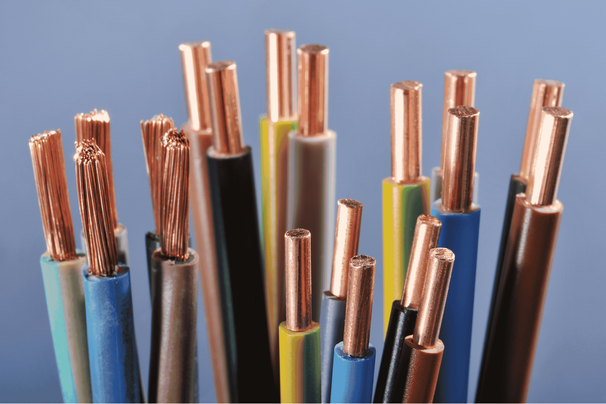 set of bare cable of all colours