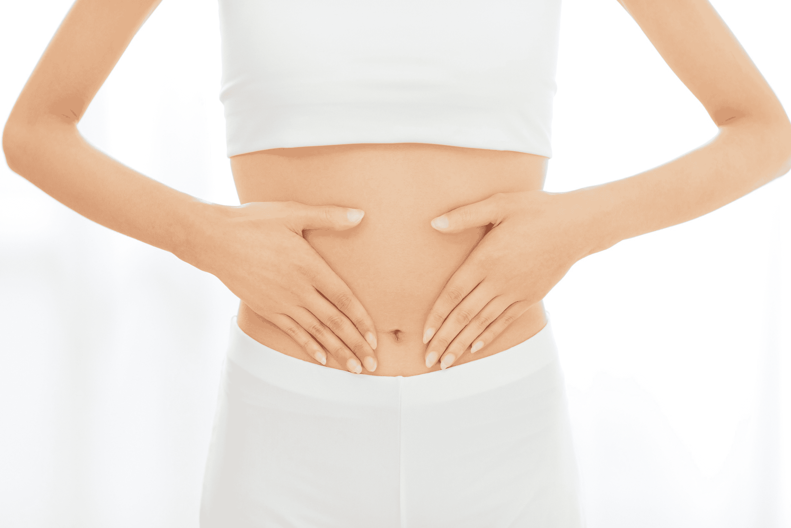 woman with her two hands on her stomach