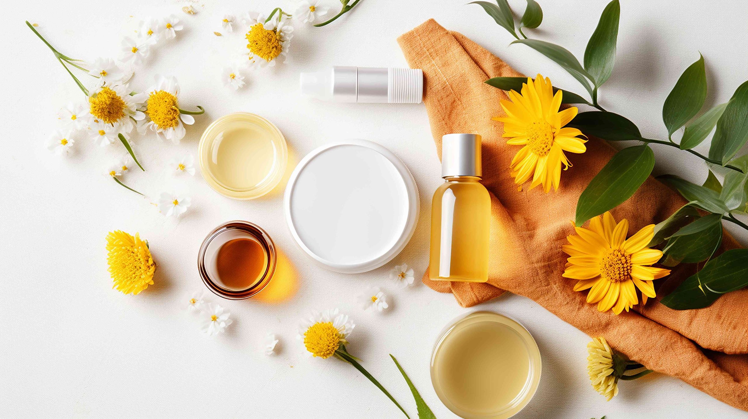 flat lay beauty skin care ingredients accessories