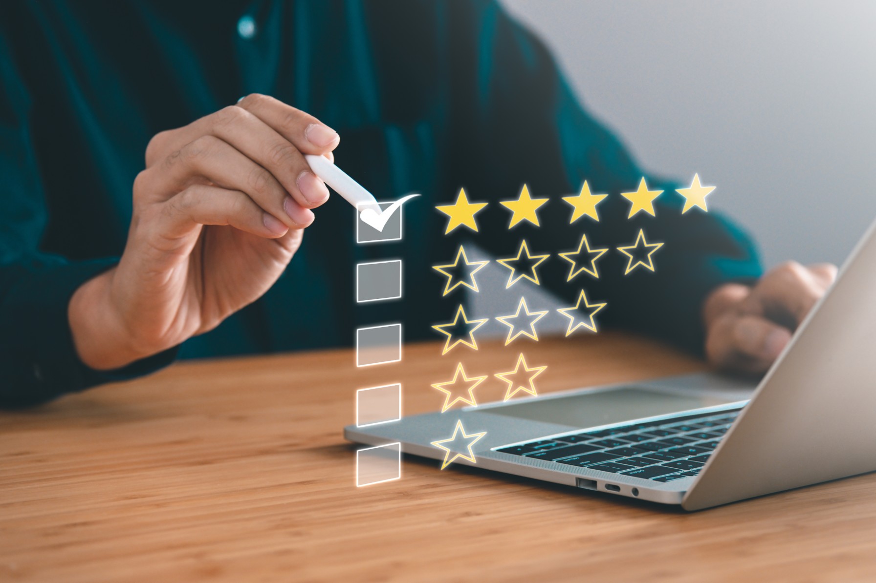 five stars survey rating icon for customer satisfaction.