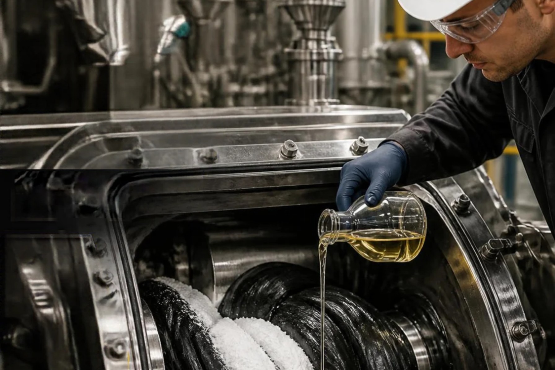Rubber compound being mixed in an internal mixer with silica and coupling silane