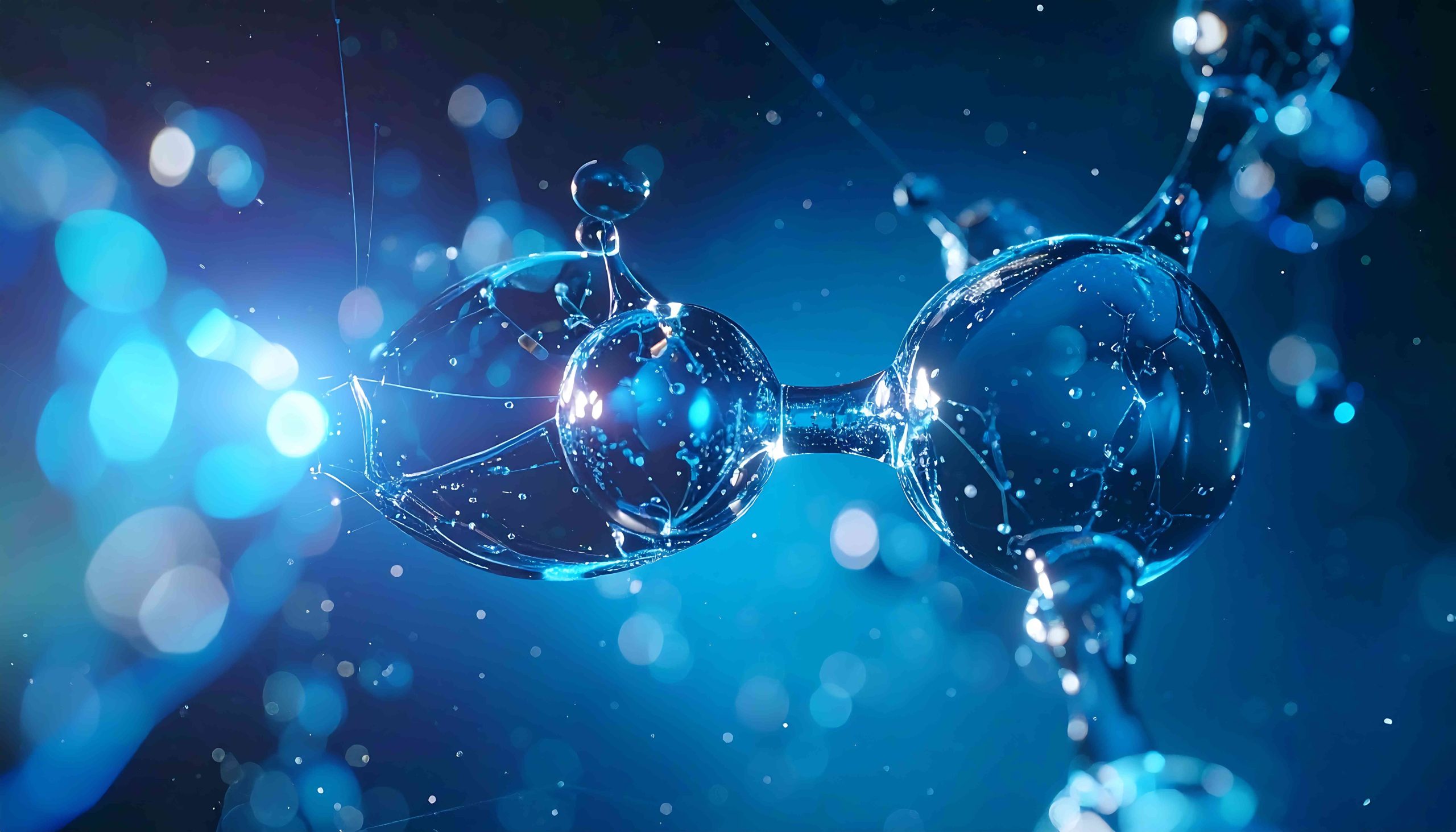 Molecular Elegance: Intricate blue molecular structure, symbolizing science, innovation, and interconnectedness.